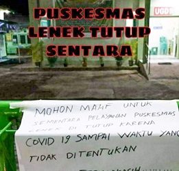 Gara-gara Covid, PKM Lenek Ditutup Sementara