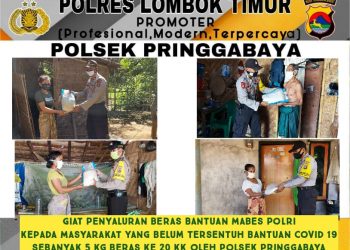 Kapolsek Pringgabaya Lotim Dan Anggota Menyentuh Nurani Masyarakat Dengan Sembako
