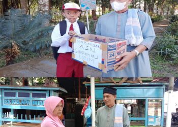 Pelajar SD dan Pedagang Taman Selong Nyumbang Bagi ASN Ghorimin