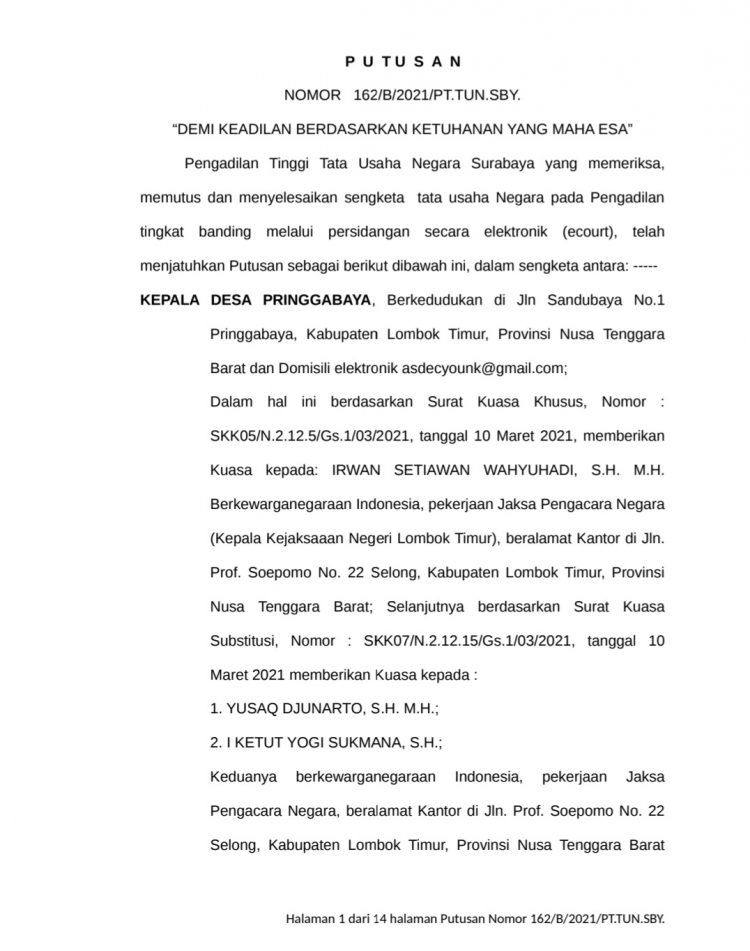Kades Pringgebaya Dinilai Ogah Jalankan Putusan PTUN