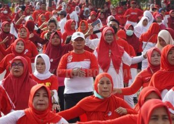 Gelar Gebyar Senam Merah Putih Pemda Lotim di Banjiri Peserta
