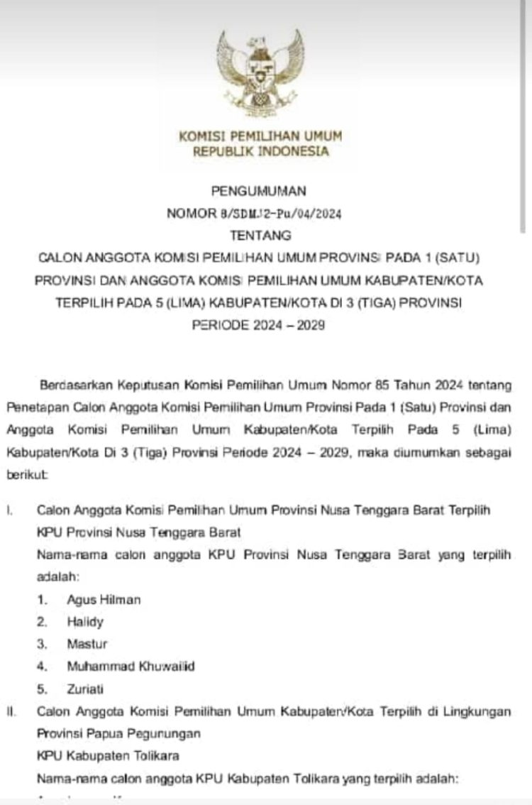 Pengurus BPPD Lotim Lulus Komisioner KPU NTB