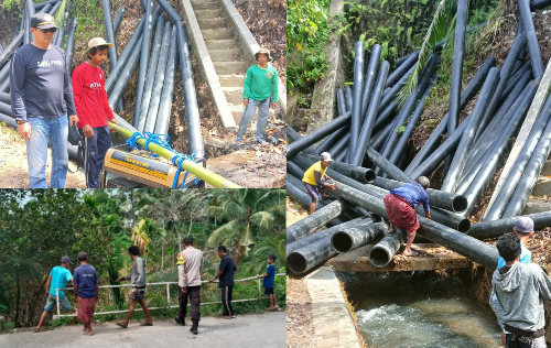 Terlihat Masyarat di Wilayah Desa Lendang Nangka ikut bergotong royong dalam proyek SPAM Pantai Selatan.