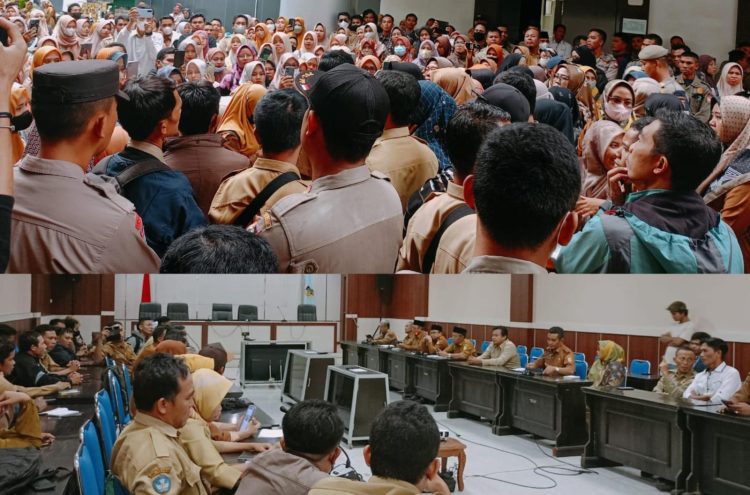 Ratusan Guru Honorer Gempur Kantor Bupati Lotim, Tuntut THR Dibayarkan