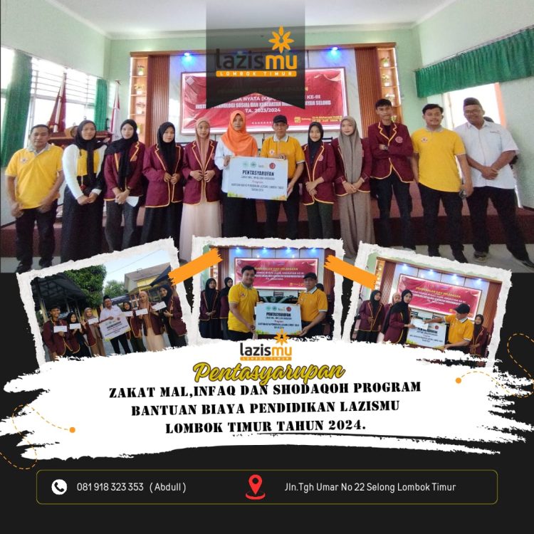 Lazismu Lotim, Berikan Bantuan Biaya Pendidikan bagi Mahasiswa Berprestasi