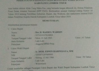 DPP PAN Keluarkan B1KWK kepada Paslon Iron-Edwin