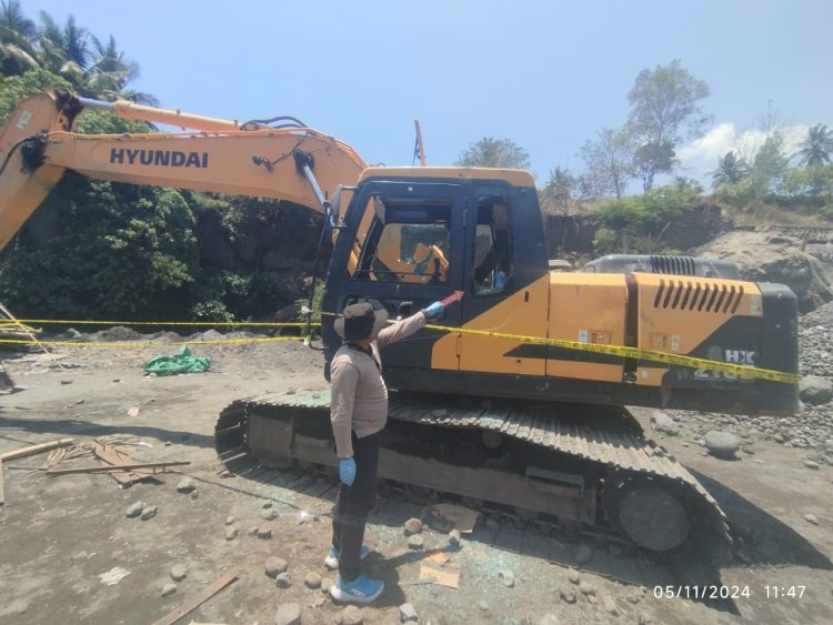 Polres Lotim Gerak Cepat Lakukan pengamanan dan Olah TKP Kasus Tambang Dirusak serta Dibakar