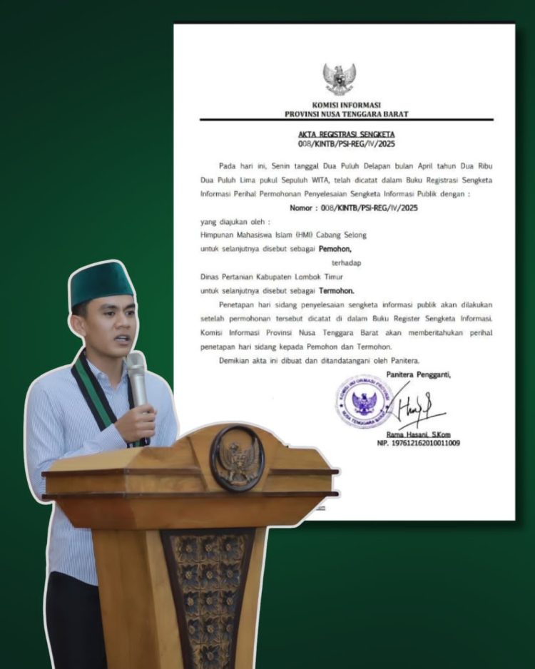 Tidak diberikan Dokumen, HMI Cabang Selong Adukan Dinas Pertanian ke KIP NTB