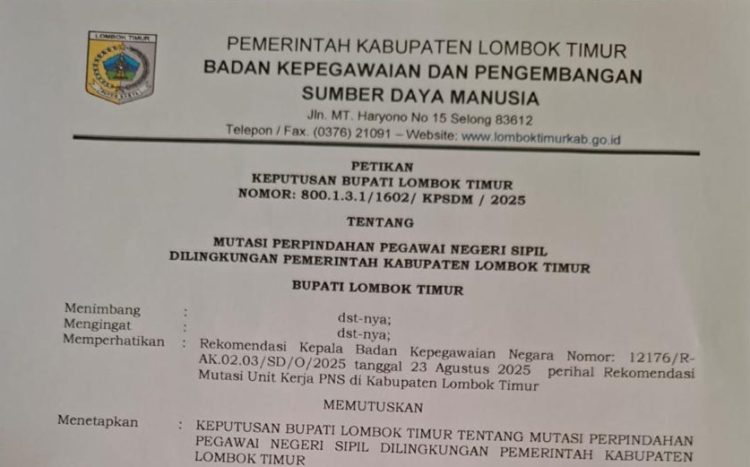 Tak ada Hujan dan Angin, Tiba-Tiba Guru Sekaligus Bendahara BOS SMPN 1 Masbagik Dimutasi