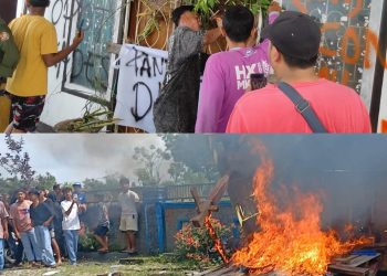 Protes Dugaan Penyimpangan DD, Massa Bakar Berugak dan Segel Kantor Desa Gelanggang