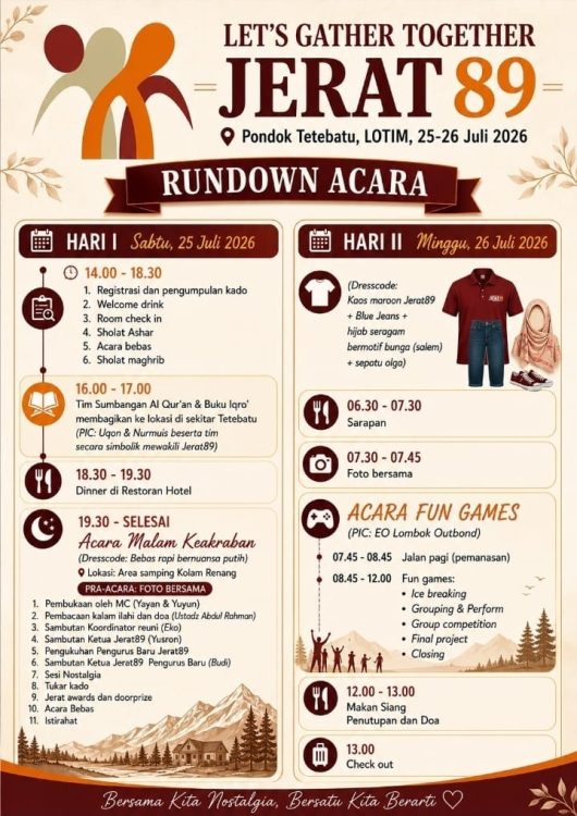 Reuni Jerat 89 Digelar di Tetebatu, Momentum Pererat Silaturahmi Alumni